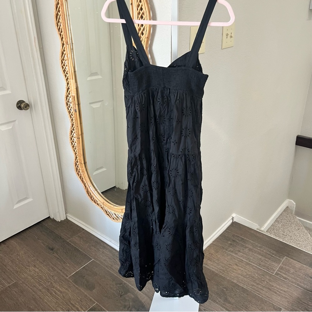 Zara / Cutwork Embroidery Midi Black Dress - Picture 5 of 7